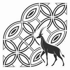 Black silhouette of an antelope with geometric pattern © Afzaal