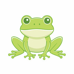 Fototapeta premium Cute cartoon green frog illustration