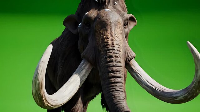 Majestic Woolly Mammoth Roaming in a Lush Green Environment.