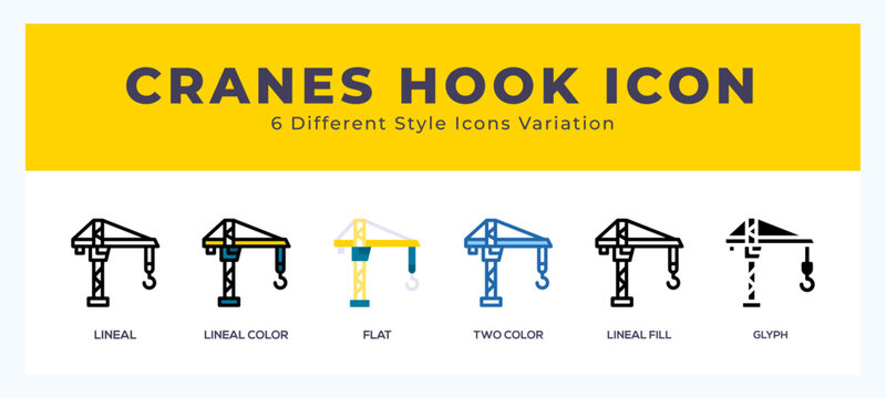 Cranes hook icon set. Design elements for logo