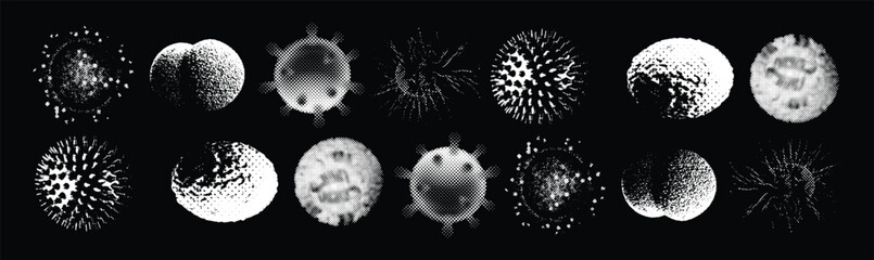 Moon phase and lunar texture collection isolated on black background. Detailed celestial spheres with cosmic crater and eclipse effects. Abstract astronomy graphics for space science design. © Vivid Pixel Studio.