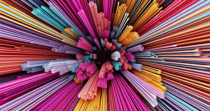 looping 3d animation, abstract modern background of multicolored tubes. Animated minimalist wallpaper