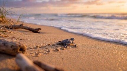 Obraz premium Sea Turtle Swimming Near Plastic Pollution in Ocean Environmental Awareness and Marine Conservation Concept