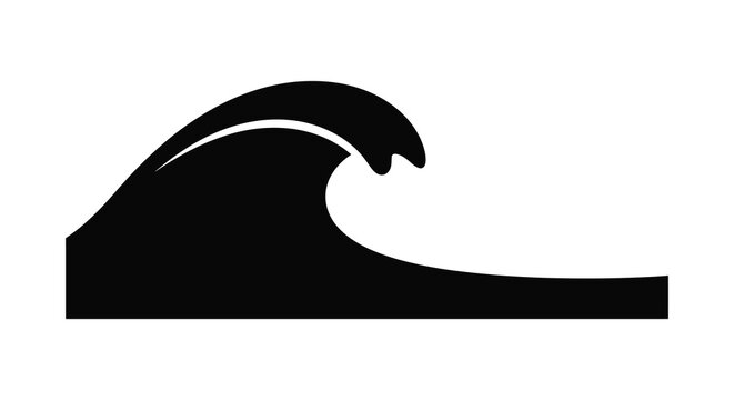 Black wave shape against a white background silhouette high quality professional detailed