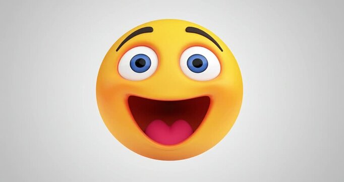 Oops emoji surprise reaction 3D animation. 4K Video. 