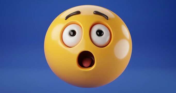 Oops emoji surprise reaction 3D animation. 4K Video. 