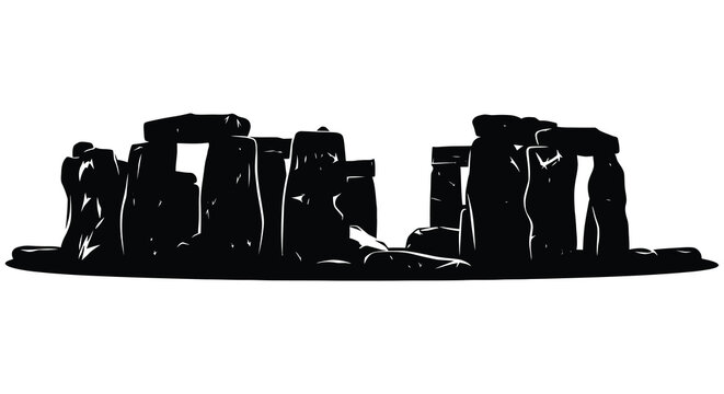 Stonehenge monument silhouette against a white background high quality professional detailed modern