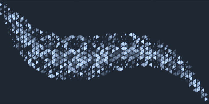 Abstract geometry, hipster style, dark blue fashion, blurred halftone triangle pattern.