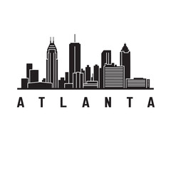 Fototapeta premium Atlanta Skyline Icon Minimal Black and White Cityscape Vector Illustration