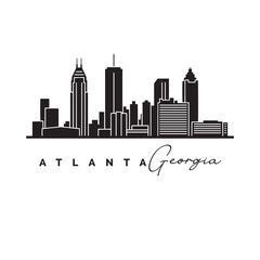 Fototapeta premium Atlanta Skyline Icon Minimal Black and White Cityscape Vector Illustration