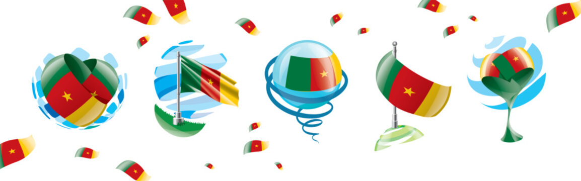 Vector set of the Cameroonian flag in various creative designs