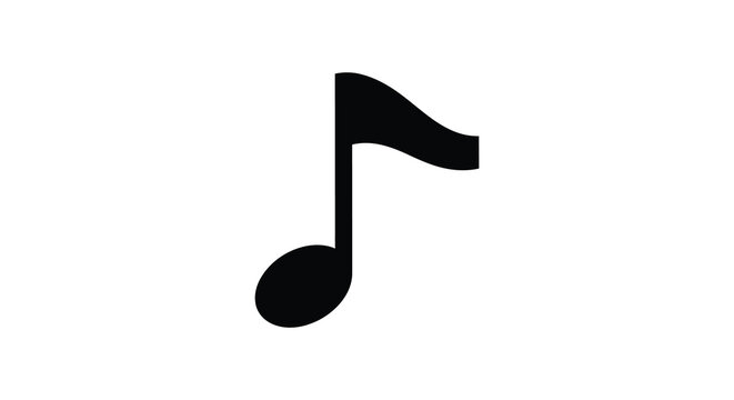 Single eighth note musical symbol in black silhouette high quality professional detailed