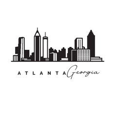 Fototapeta premium Atlanta Skyline Icon Minimal Black and White Cityscape Vector Illustration