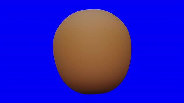3D Sapodilla Fruit Looping Animation Rotating on Blue Screen, Realistic Brown Chikoo Motion Graphic Isolated, High Quality CGI Tropical Fruit for Healthy Food Video Content and Creative Editing