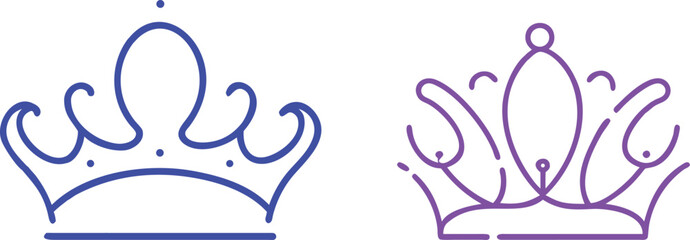 Elegant tiara crown line art icon queen princess royalty accessory symbol luxury fashion jewelry beauty headpiece art. © meerobeul