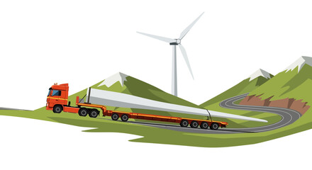 Fototapeta premium Eco-Friendly Transportation with Wind Turbine and Road Infrastructure