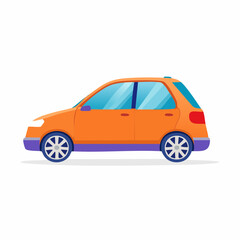 Fototapeta premium Orange Hatchback Car Illustration