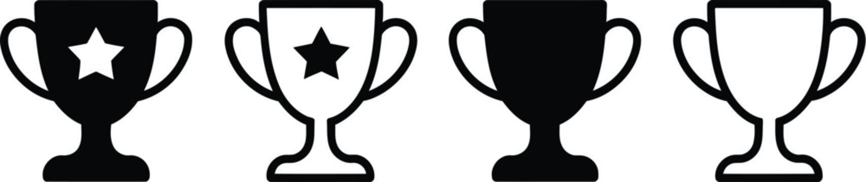Trophy cup icon set trophy cup award in flat and outline style vector collection for achievement recognition, sports competitions and success celebration design projects.