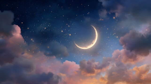 night sky with stars and clouds