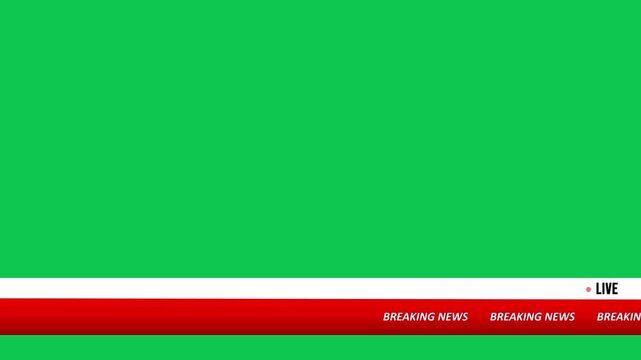 Animation of Breaking News lower third on green screen