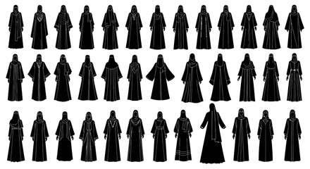 Black robed figures standing in rows. © Ami Triyatmi