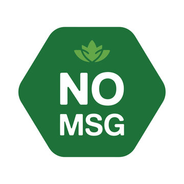 No msg label green hexagon icon with leaf illustration isolated on white