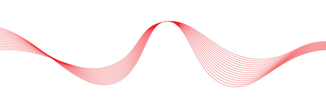 Abstract red smooth waves on white background.Vector illustration.