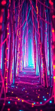 Abstract geometric forest from digital threads ,  bokeh,  geometric pattern
