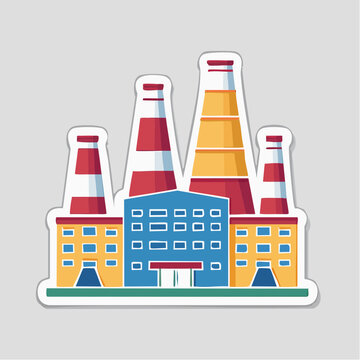 Stylized illustration of an industrial factory with smokestacks