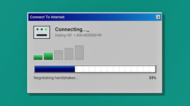 Vintage Dial Up Internet Connection Progress Screen Animation