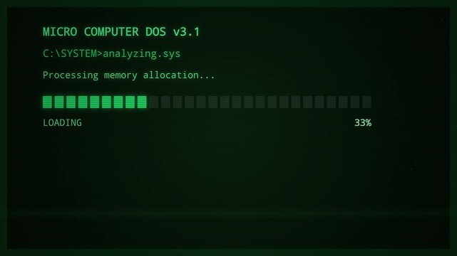 Retro Computer DOS V3.1 Loading Screen with Progress Bar Animation