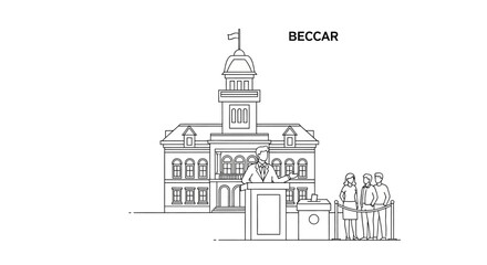 Fototapeta premium Outlined Perspective of Beccar Building with Event