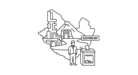 Naklejka premium Simplified Outline of Election Day Scene