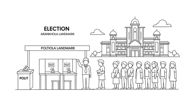 People waiting in line at a polling station for election day