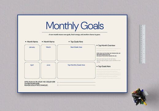 Monthly Goals Planner Template Layout