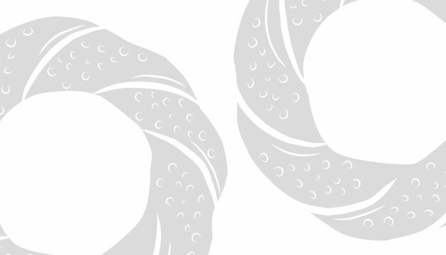 Simit Background. Turkish Sesame Bread Background. Hand Drawn Bakery Vector Style.