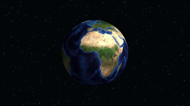 Earth Zoom Animation to Novokuznetsk Russia with Geographic Coordinates
