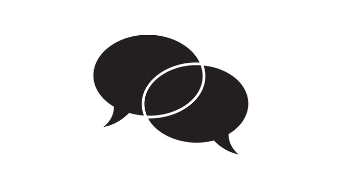 Two overlapping speech bubble silhouettes on a white background