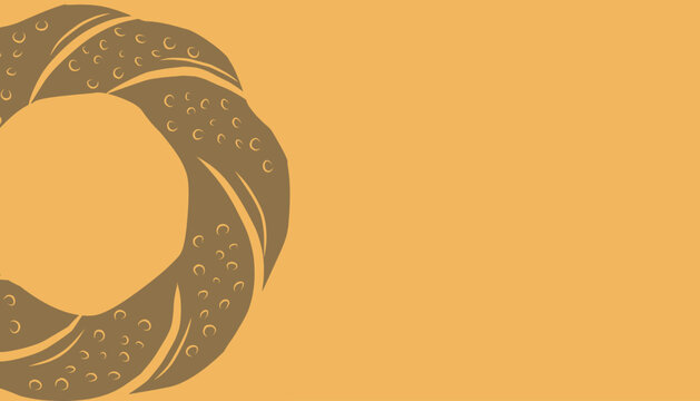 Simit Background. Turkish Sesame Bread Background. Hand Drawn Bakery Vector Style.