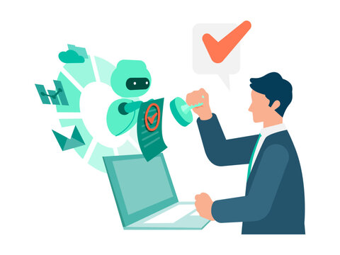 Human-in-the-Loop governance concept where a professional approves high-quality outputs generated by AI agents operating multiple applications to ensure reliability in automated business processes
