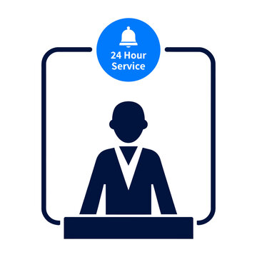 24 hour customer support agent at desk flat design vector