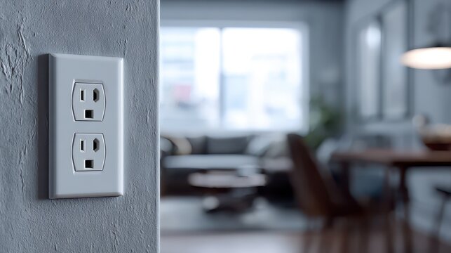 Double electrical wall outlet in a modern home interior