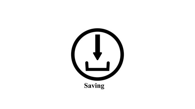 Saving File Status Icon Animation with Round Loading Indicator and Arrow Symbol for Computer Software Workspace and Data Storage Process