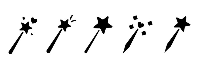 Magic wand icon set, magic wand pack for kids themes and imaginative graphics. © Adit