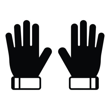 Pair of black gloves with cuffs on white background icon