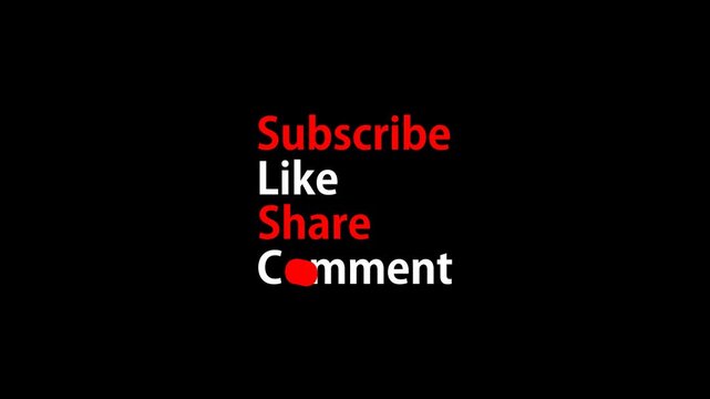 Call-to-action text bar animation "SUBSCRIBE LIKE COMMENT SHARE" 4K