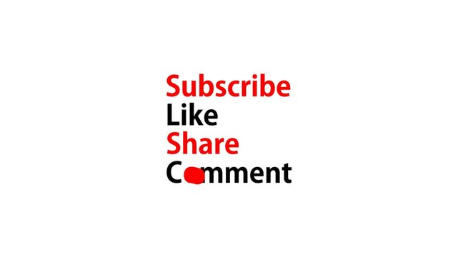Call-to-action text bar animation "SUBSCRIBE LIKE COMMENT SHARE" 4K