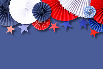 Naklejka premium Colorful paper decorations in red white and blue for Labor Day