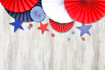 Naklejka premium Decorative elements in red white and blue celebrate Labor Day