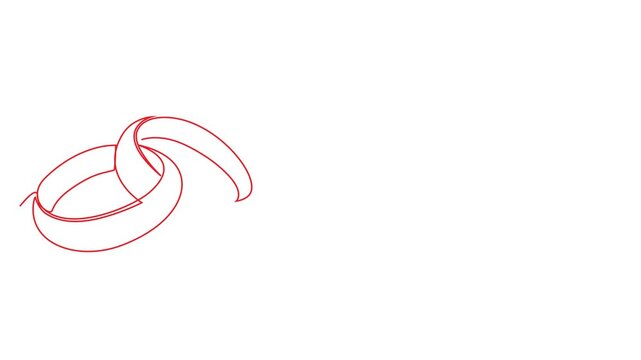 Continuous line drawing of a wedding ring, line art vector illustration